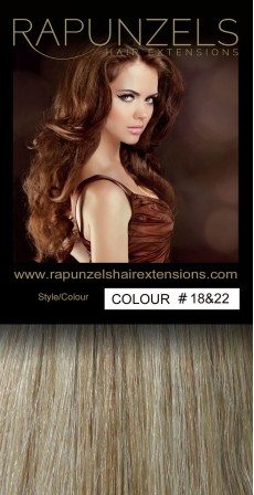190 Gram 20" Clip In Hair Extensions Colour #18&22 Dark Blonde & Light Blonde Mix 14 p/c Deluxe Head)
